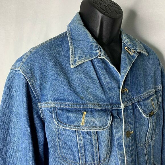Vintage Lee Denim Jacket M Med Wash Pockets - Picture 5 of 8